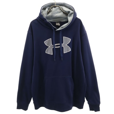 UNDER ARMOUR アンダーアーマー 長袖 スウェットパーカー XXL ネイビー プルオーバー ビックサイズ