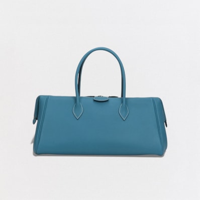 エルメス HERMES パリボンベイ40 パリボンベイ 40 バッグ ボストンバッグ エプソン ブルージーン Bluejean ブルー Blue 青 シルバー金具 ハンドバッグ ヴォーエプソン