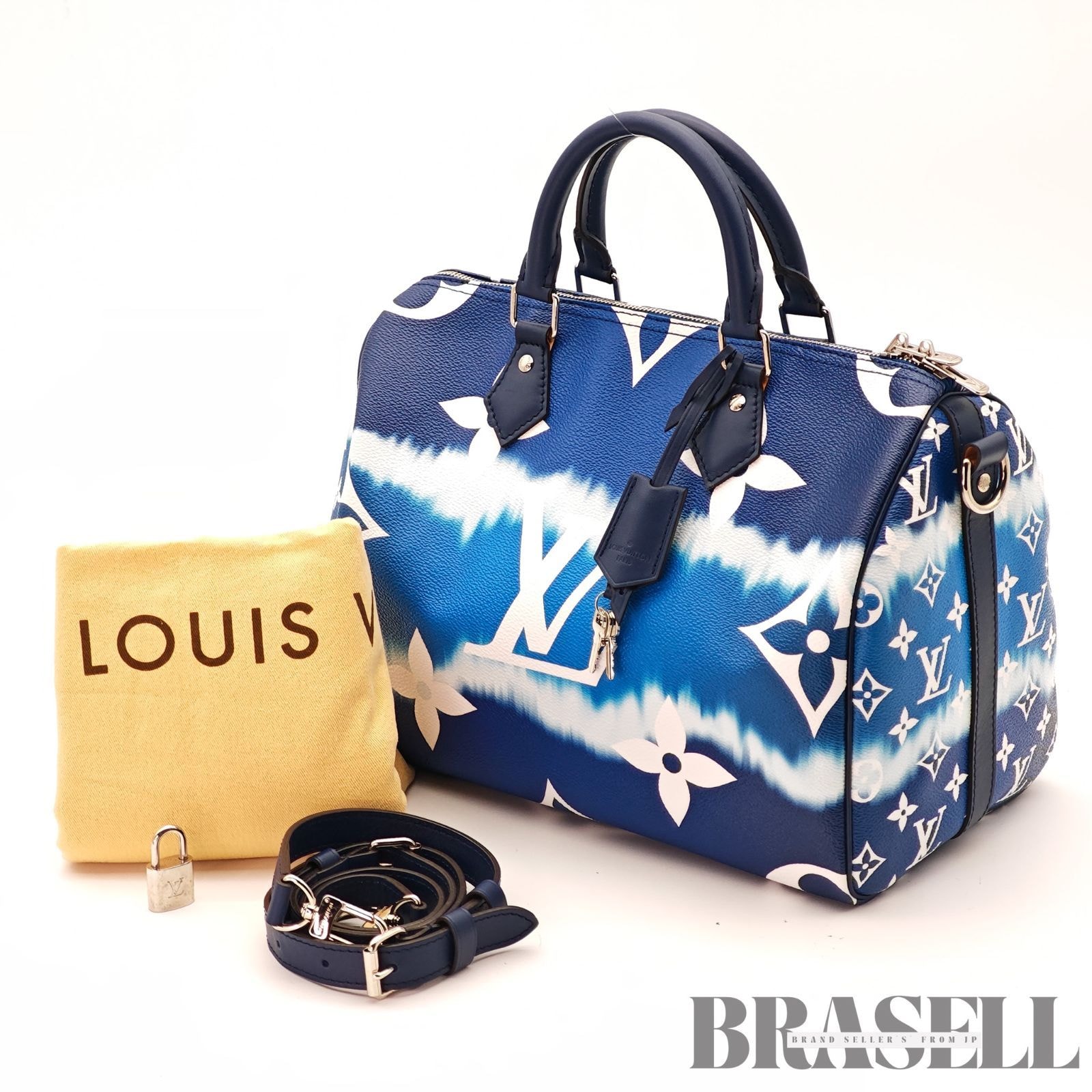 LOUIS VUITTON ルイ・ヴィトン スピーディバンドリエール30 Louis Vuitton LV Escale スピーディバンドリエール30 M45146 MB0290 2wayバッグ Monogram Canvas ブルー ホワイト レディース