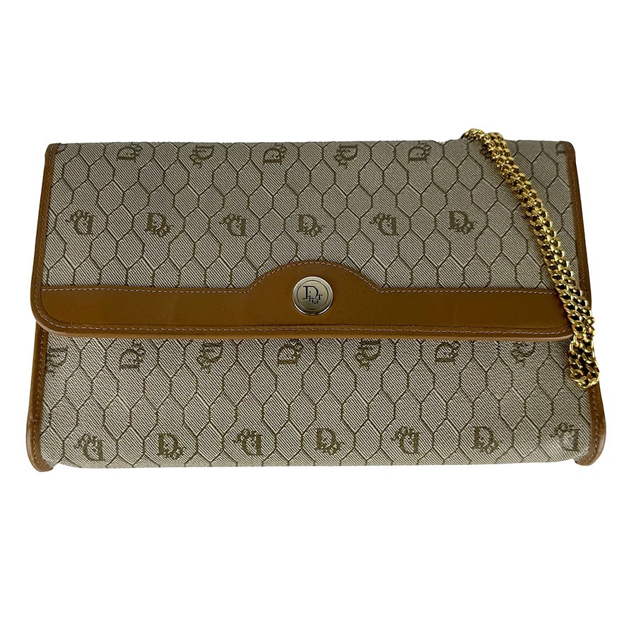 クリスチャンディオール Christian Dior ショルダーバッグ PVC/メタル ベージュブラウン/ゴールド レディース【中古】 z11032
