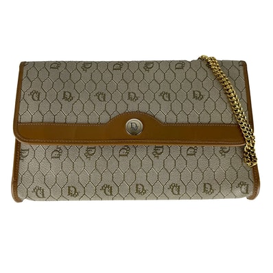 クリスチャンディオール Christian Dior ショルダーバッグ PVC/メタル ベージュブラウン/ゴールド レディース【中古】 z11032