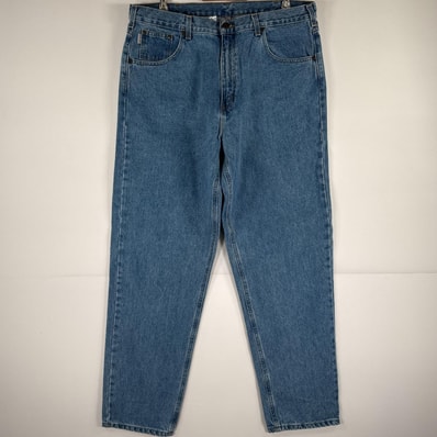 古着 カーハート Carhartt デニムパンツ ジーパン 5ポケット ワンポイント ロゴ ワークパンツ テーパード 大きいサイズ w40 L32 ブルー メンズ