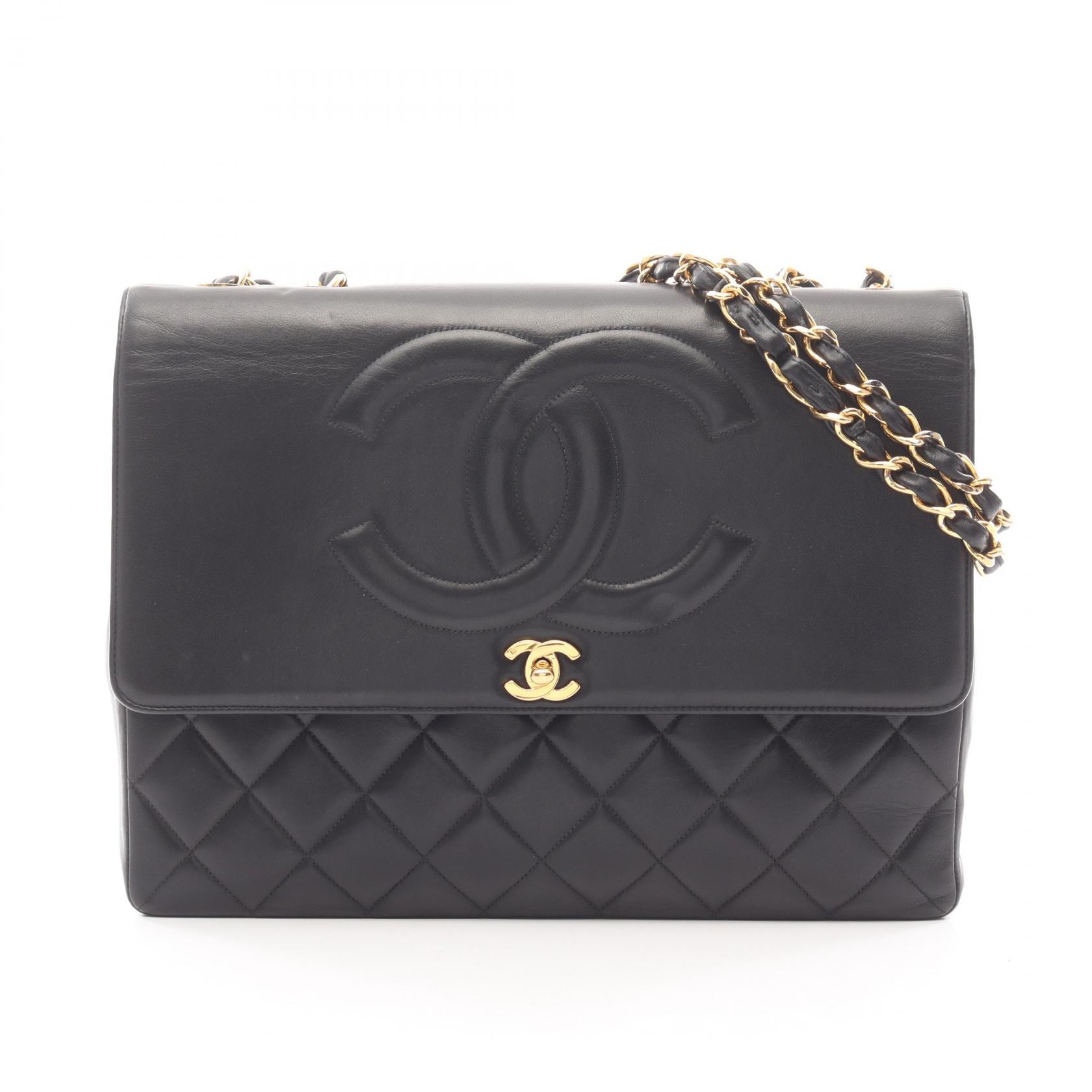 シャネル CHANEL マトラッセ デカココマーク ショルダーバッグ バッグ ラムスキン(羊革) レディース ブラック系 【中古】