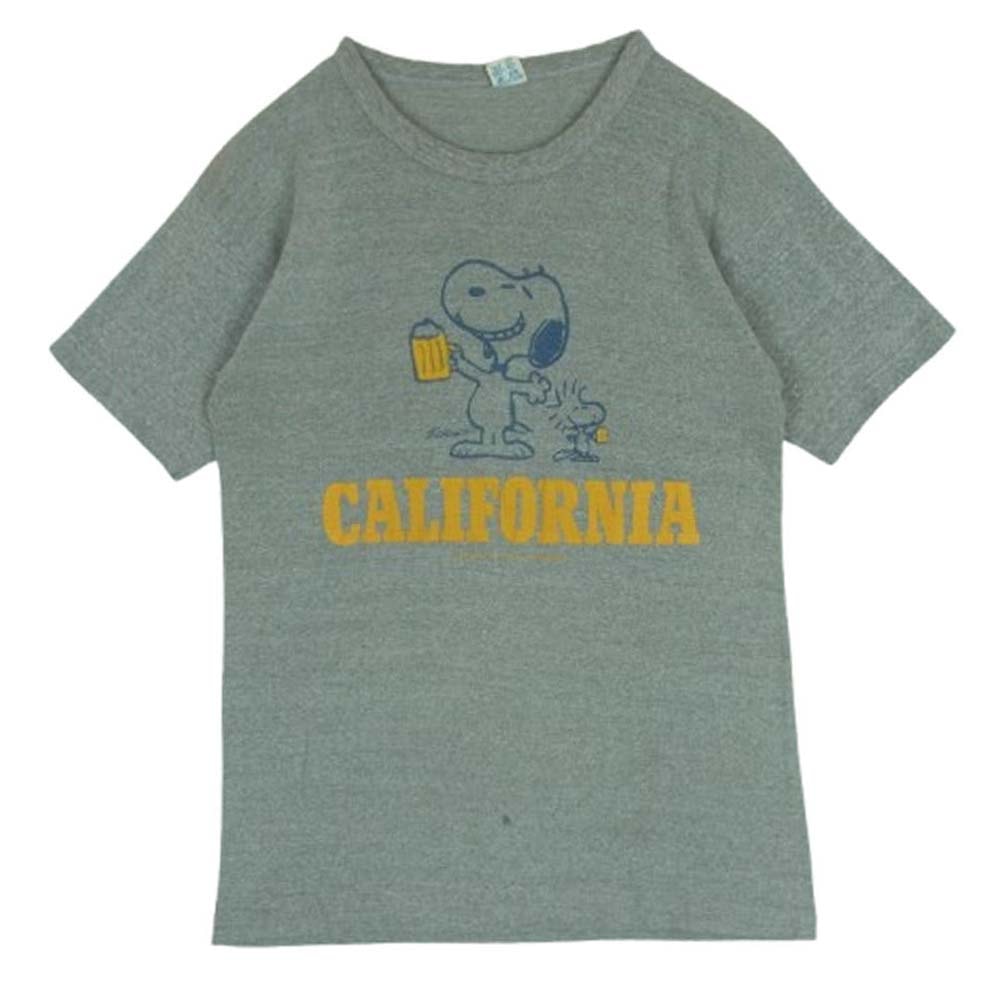 Champion チャンピオン 半袖Tシャツ 80s トリコタグ前期 染み込みプリント スヌーピー 半袖 Tシャツ カットソー グレー系 M【中古】