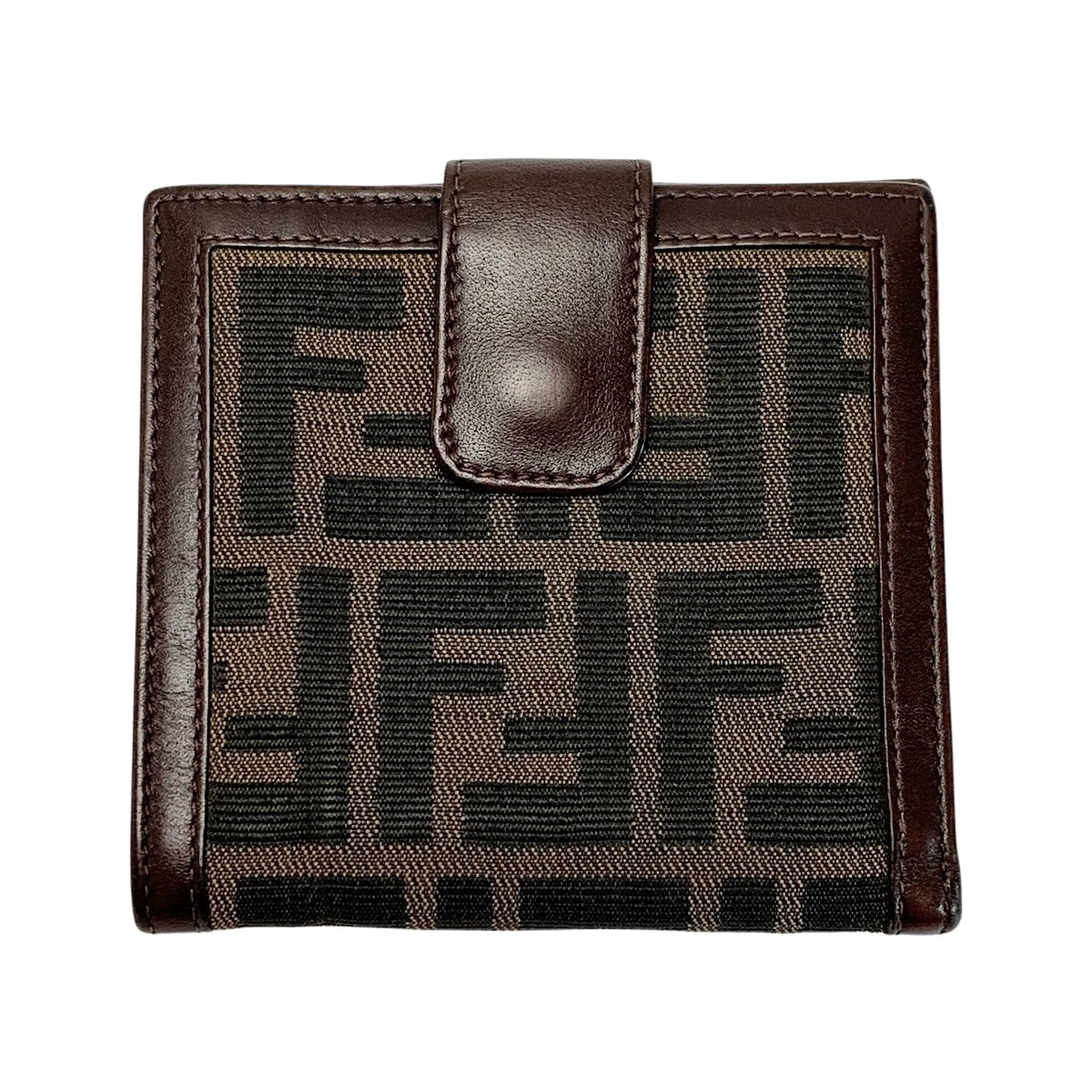 FENDI フェンディ ズッカ柄 Wホック キャンバス レザー 2つ折り財布