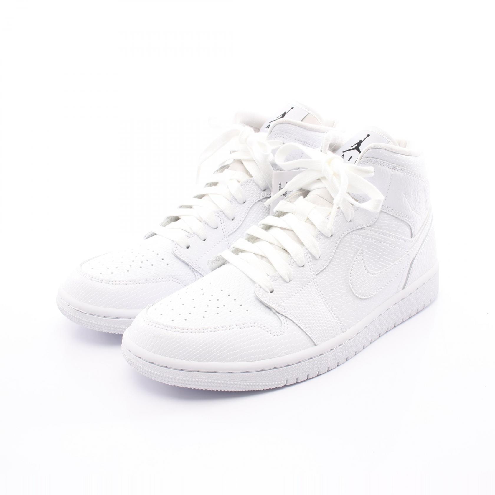 ナイキ NIKE AIR JORDAN 1 MID パイソン型押し スニーカー 靴 レザー メンズ レディース ホワイト系 BQ6472-110 【中古】