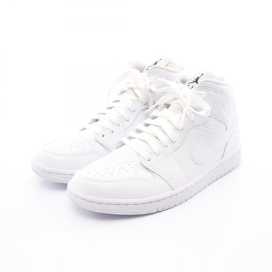 ナイキ NIKE AIR JORDAN 1 MID パイソン型押し スニーカー 靴 レザー メンズ レディース ホワイト系 BQ6472-110 【中古】