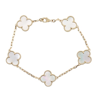ヴァンクリーフ&アーペル Van Cleef & Arpels ヴィンテージアルハンブラ 5PD マザーオブパール ブレスレット ブレスレット アクセサリー K18(イエローゴールド) マザーオブパール レディース ゴールド系 / ホワイト系