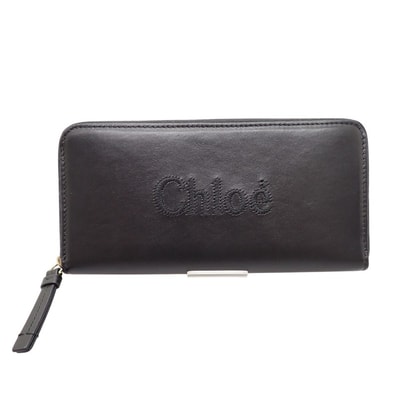 クロエ Chloe ロングジップウォレット CHC23AP970I10001 長財布 カーフ ブラック ゴールド金具 レディース【中古】【ABランク】