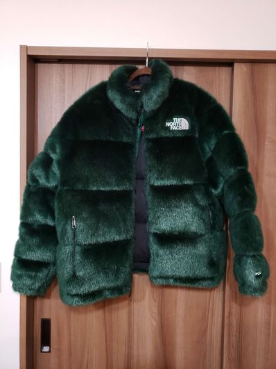 Supreme x The North Face Faux Fur Nuptse Jacket "Green"