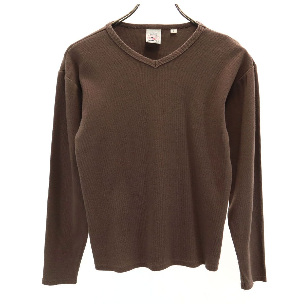 AVIREX 長袖 Vネック リブ Tシャツ