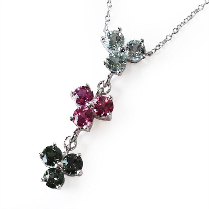 【美品】 TIFFANY&Co. ティファニー アリア ネックレス アクアマリン ピンクトルマリン グリーントルマリン ホワイトゴールド 18金 K18WG Au750 ジュエリー レディース サイズ チェーン全長 約40.8cm