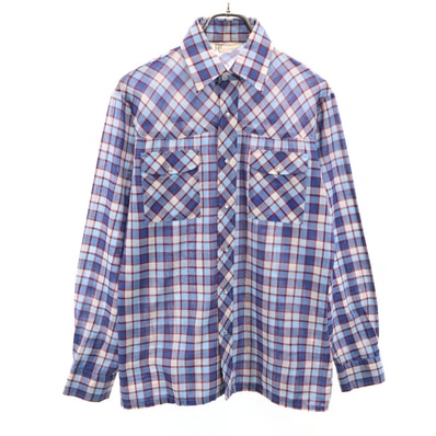 LEVI'S PANATELA リーバイスパナテラ 70s 80s ヴィンテージ チェック柄 長袖 ウエスタンシャツ M ブルー系