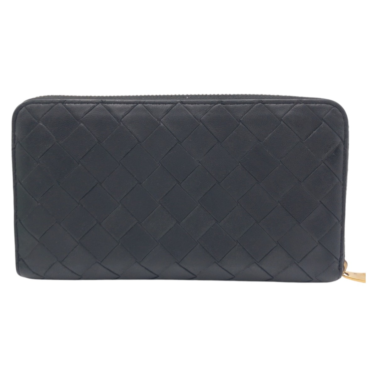 美品 BOTTEGAVENETA ボッテガヴェネタ イントレチャート ブラック 黒 ゴールド金具 レザー 長財布 ロングウォレット 504760 【中古】