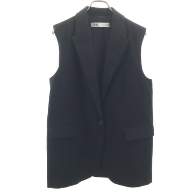 ZARA ザラ ロング ベスト S ブラック