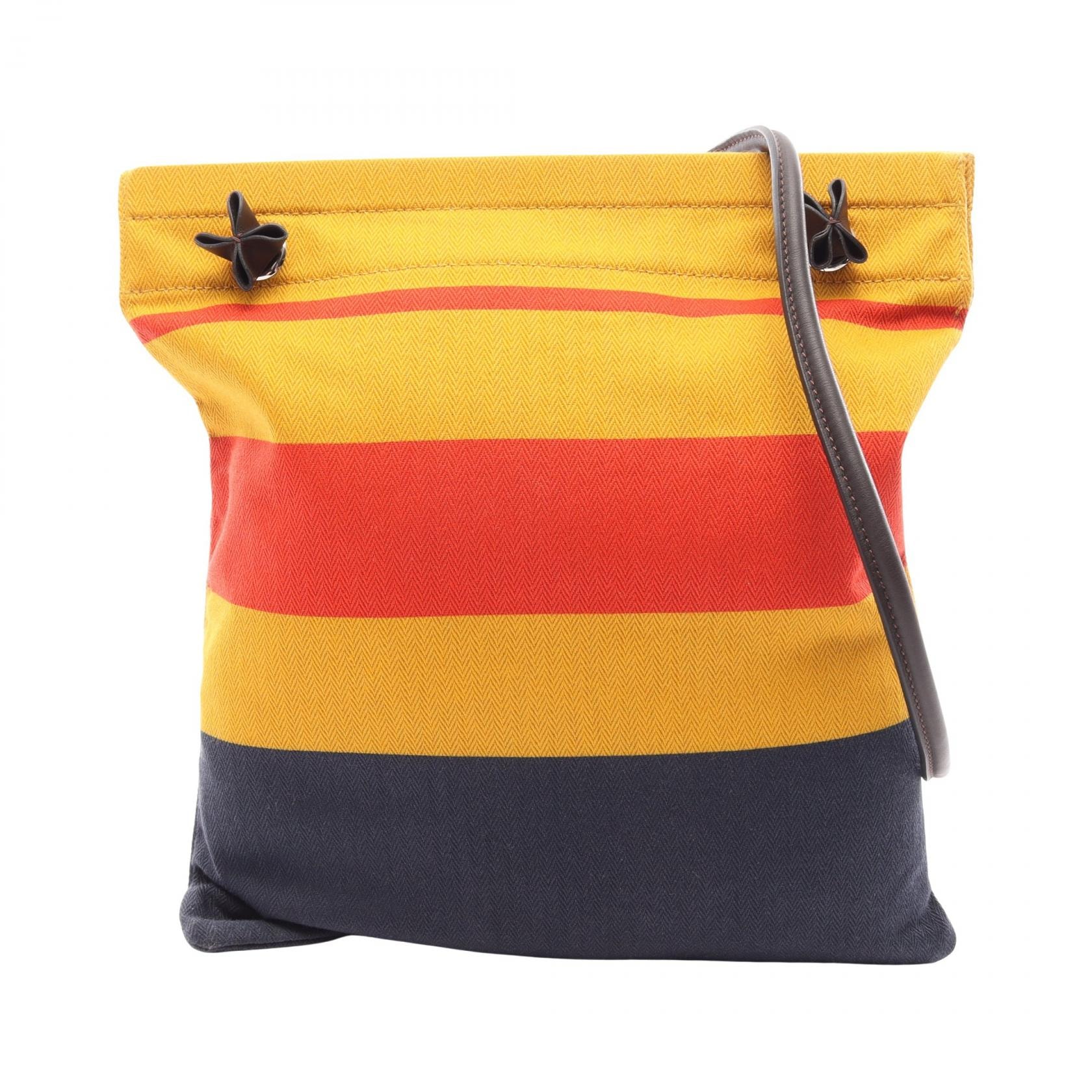 エルメス HERMES サックアリーヌMM ショルダーバッグ バッグ キャンバス レザー トワルシェブロン / ヴォースイフト トワルシェブロン エベンヌ Z刻印(2021年製造) レディース マルチカラー 【中古】