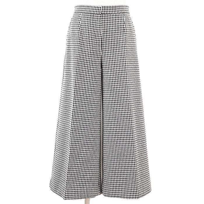 美品 ディオール ハウンドトゥース ワイドシルエット パンツ レディース アイボリー ブラック 36 Dior