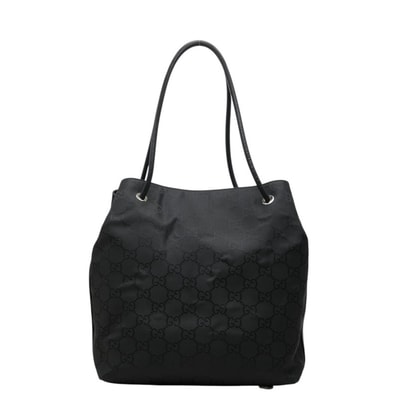 グッチ GGナイロン トートバッグ ショルダーバッグ 152279 ブラック ナイロン レザー レディース GUCCI 中古