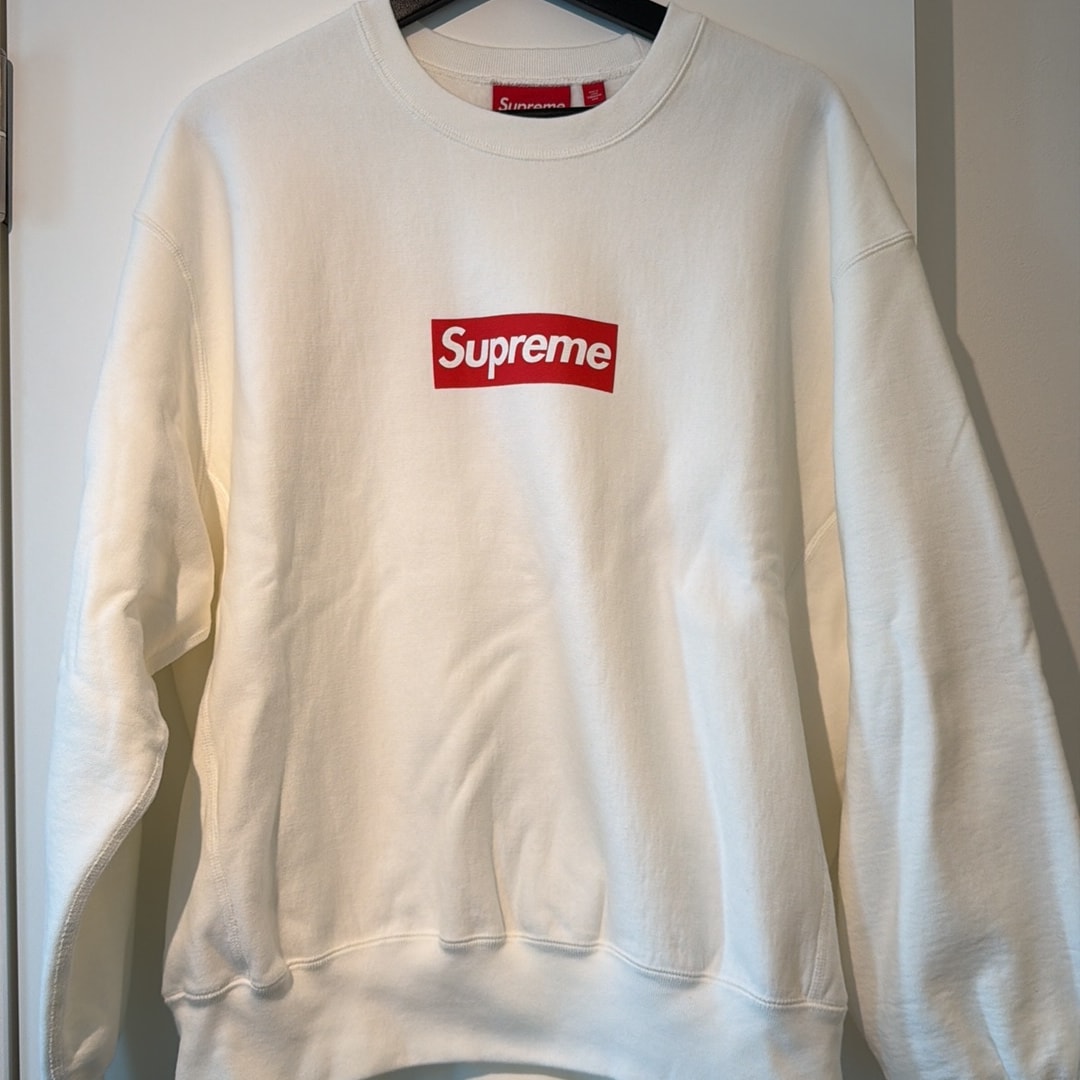 Supreme Washed Box Logo Crewneck "White"