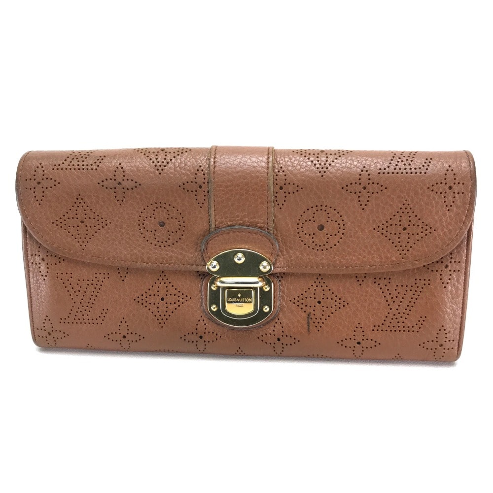 ルイヴィトン LOUIS VUITTON クラッチ・アメリア M58124 マヒナ 2つ折り ロングウォレット 長財布 モノグラムマヒナレザー コニャック ブラウン