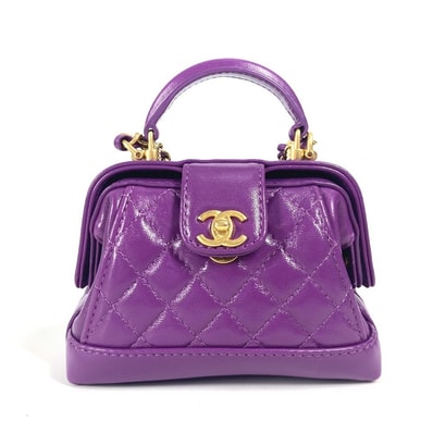シャネル CHANEL マトラッセ CC ココマーク チェーンクラッチ AP4109 24A キルティング ミニ ショルダーバッグ レザー パープル 美品
