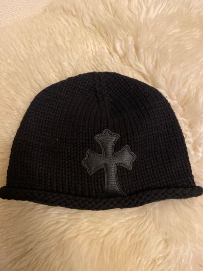 Chrome Hearts Beanie Cash Leather Cross Patch Cross Ball Cashmere "Dark Gray"