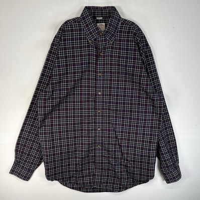 古着 ブルックスブラザーズ Brooks Brothers 長袖シャツ チェック 胸ポケ ボタンダウン M ネイビー系 マルチカラー メンズ