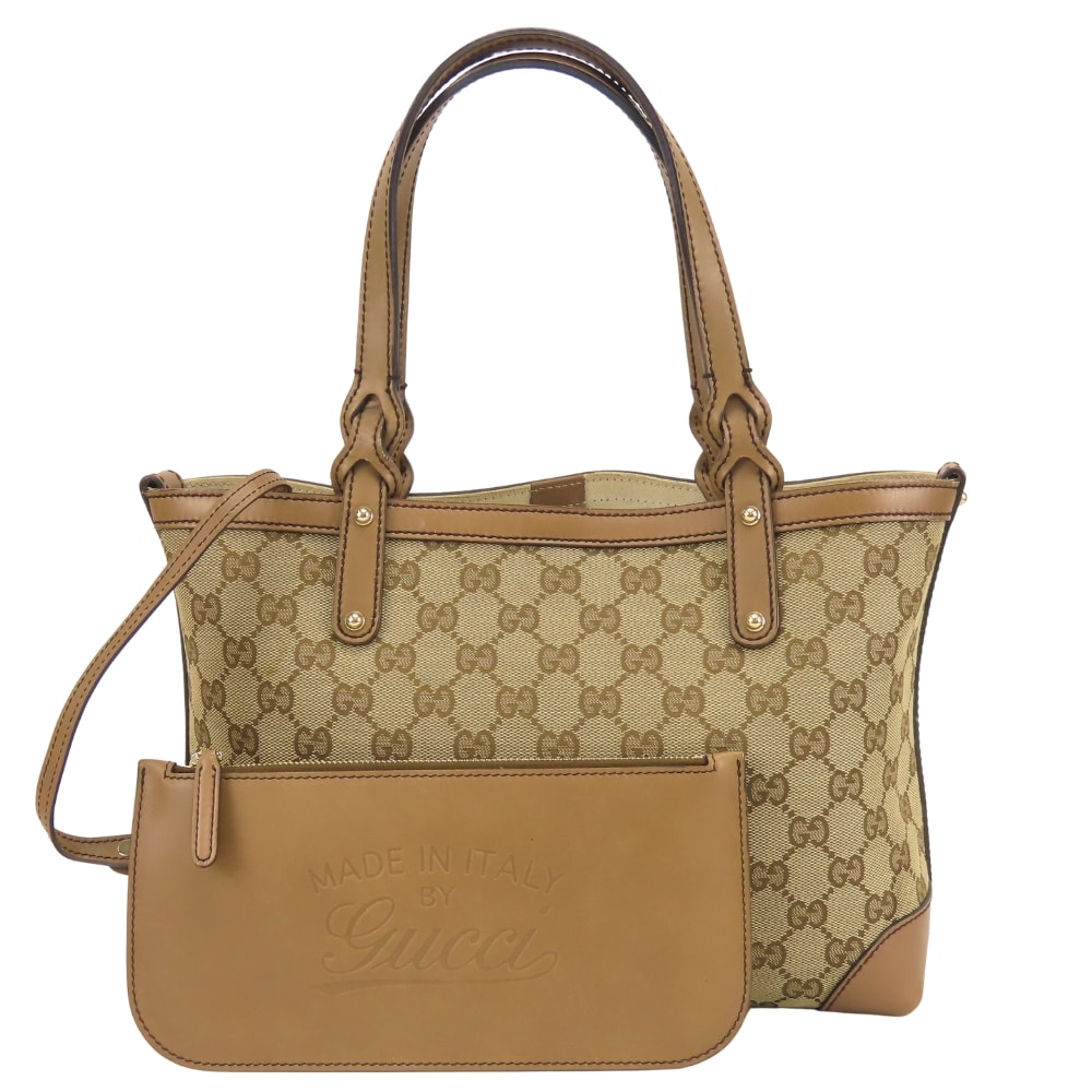 【中古】 グッチ トートバッグ 269878 GGキャンバス レザー ブラウン ポーチ付き レディース 女性 GUCCI