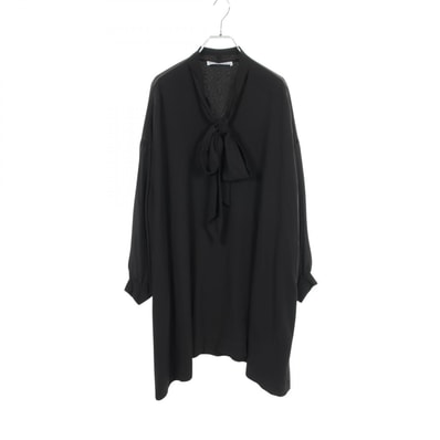 バレンシアガ BALENCIAGA シフォン ボウタイ ワンピース 衣料品 トップス シルク レディース ブラック系 492458 【中古】