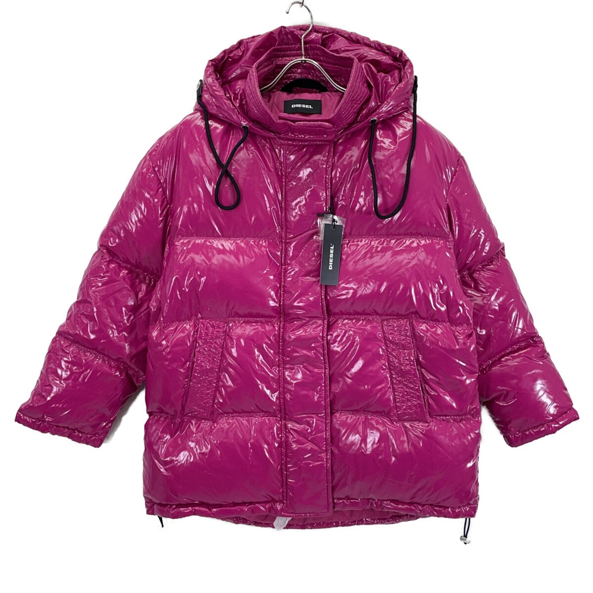 ディーゼル 00SXC1 ピンク ナイロン フーディ ダウンジャケット XXS