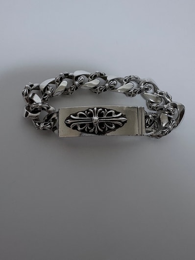 Chrome Hearts Floral Cross ID Fancy Link Bracelet "Silever"