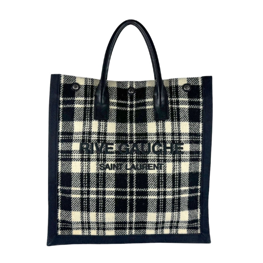 サンローラン SAINT LAURENT トートバッグ ハンドバッグ リヴ ゴーシュ ノエ N/Sトートバッグ レザー/コットン ブラック/ホワイト ユニセックス 631682【中古】 z10659