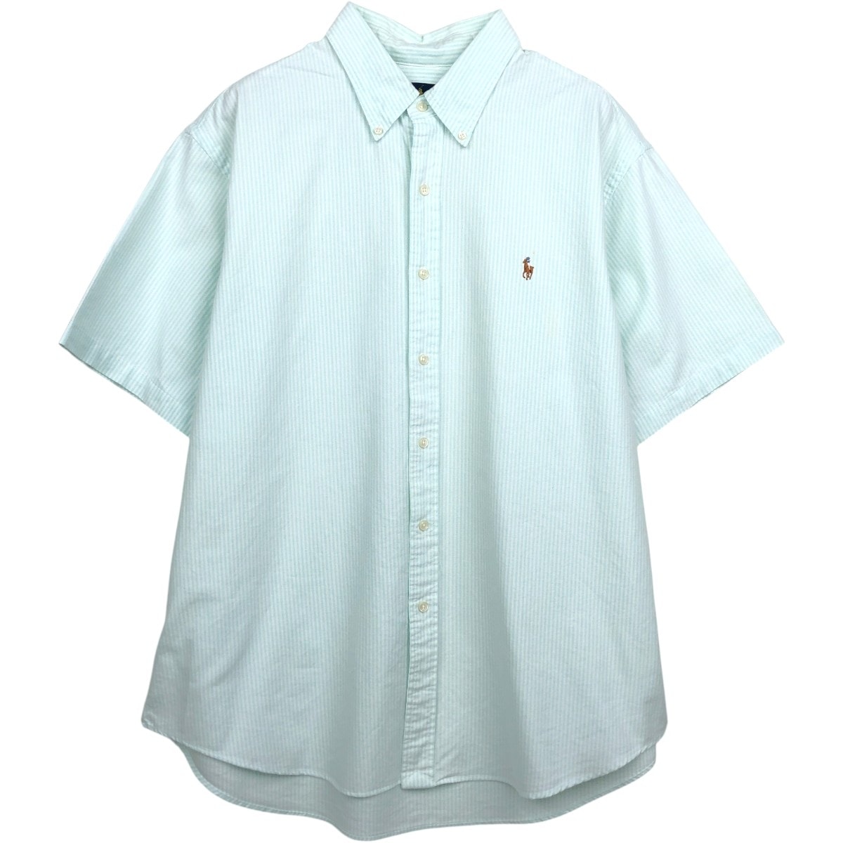 古着 ラルフローレン Ralph Lauren SLIM FIT スリムフィット 半袖 ボタンダウン ストライプシャツ メンズXXL相当/eaa658023