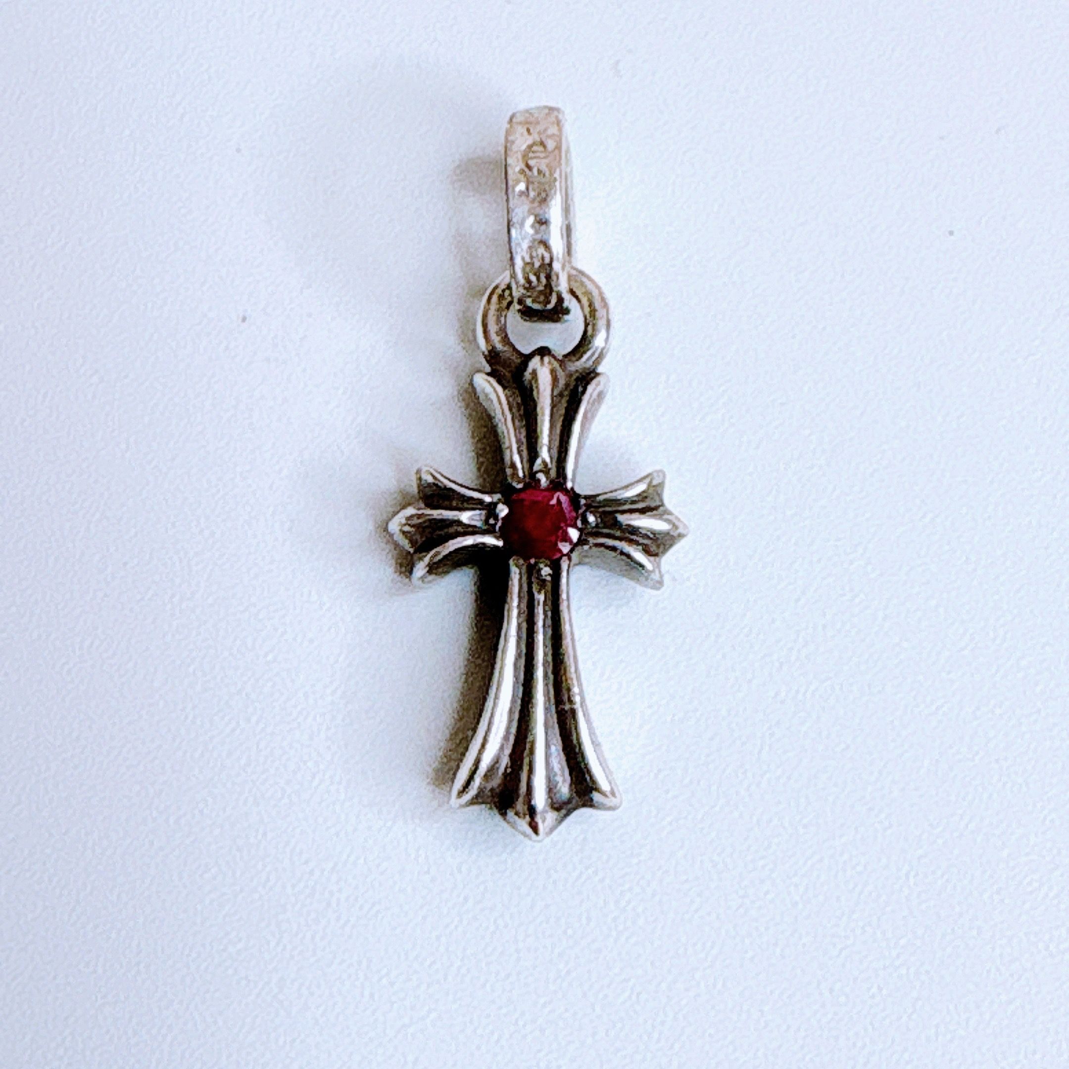 Chrome Hearts Cross Baby Fat Ruby Pave