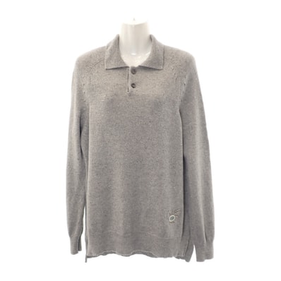 ディオール Dior オーバーサイズ ポロニット M 243M830AT449 ポロシャツ カシミヤ グレー メンズ【中古】【ABランク】