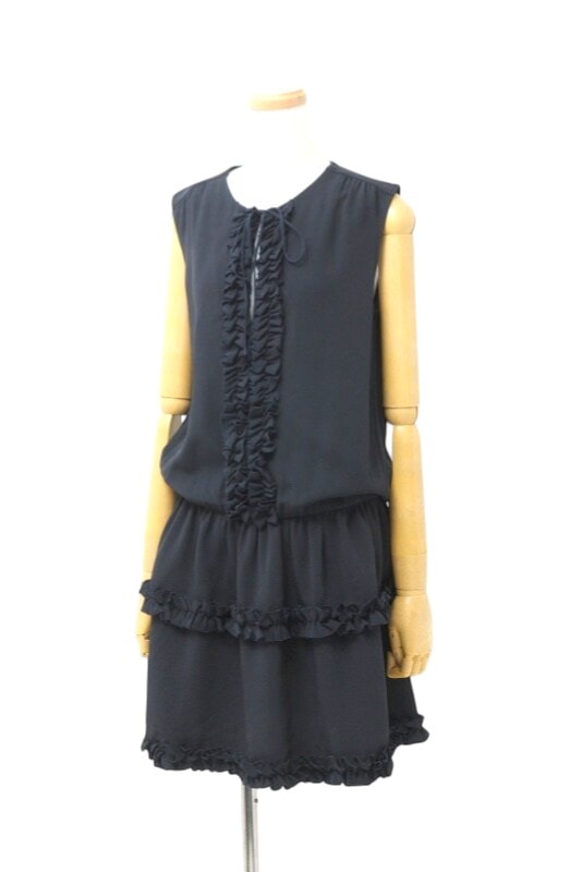 Stella McCartney ステラマッカートニー ワンピース サイズ38 フリル ノースリーブ 無地 ミディ【最終値下げ】 ブランド古着【中古】20231225/GP0556