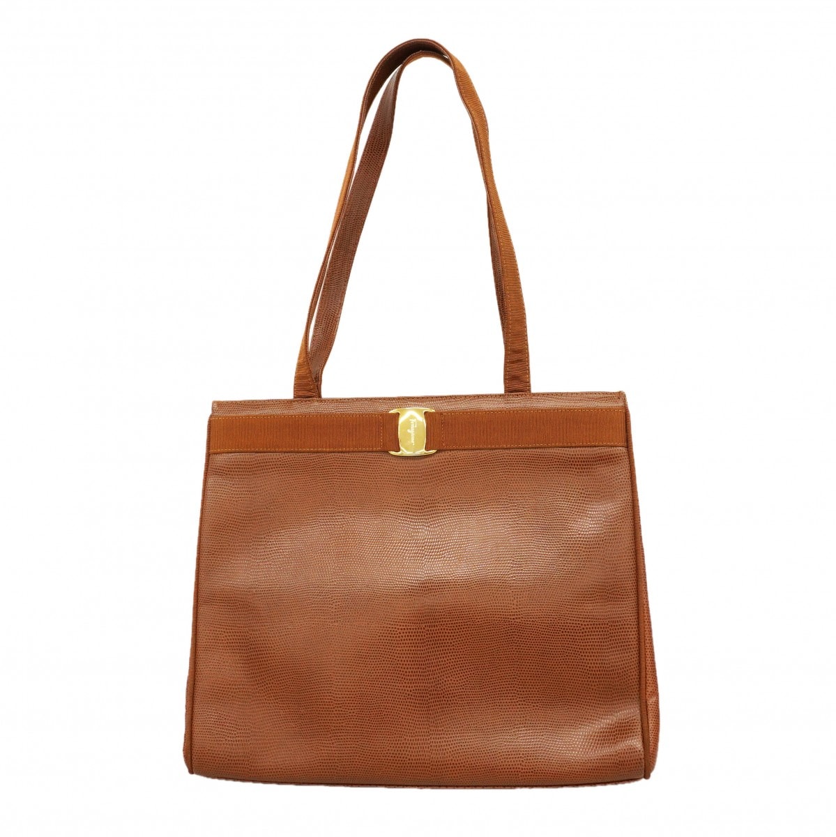 【6dd5378】サルヴァトーレフェラガモ トートバッグ ヴァラ レザー ブラウン ゴールド金具【中古】レディース