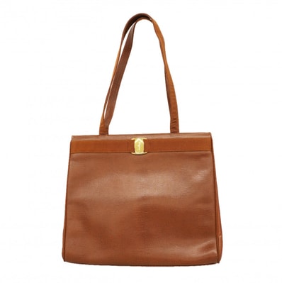 【6dd5378】サルヴァトーレフェラガモ トートバッグ ヴァラ レザー ブラウン ゴールド金具【中古】レディース