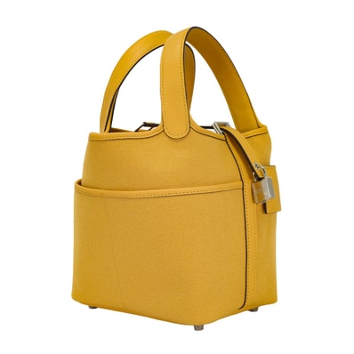 HERMES エルメス ハンドバッグ ピコタンロック 18 PM カーゴ パイユ スイフト/トワルゴエラン シルバー金具 G刻印 新品
