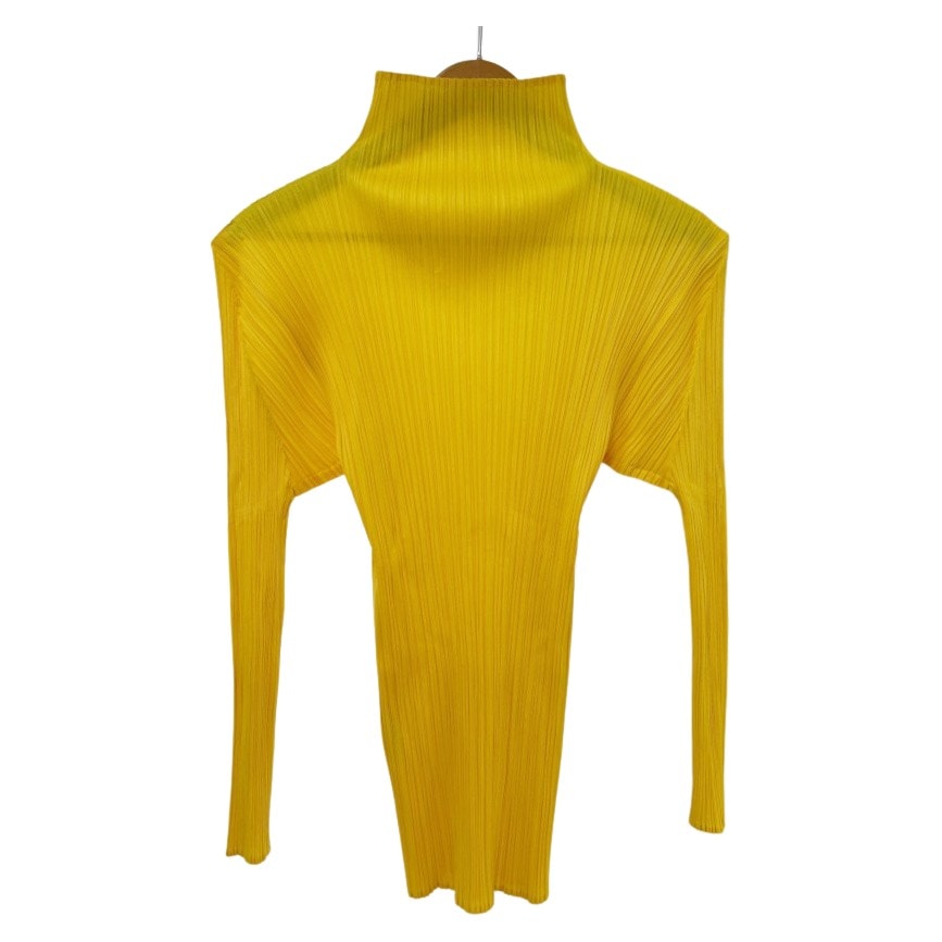 ◆◆ISSEY MIYAKE イッセイミヤケ カットソー PLEATS PLEAS サイズF PP61-JK204 イエロー