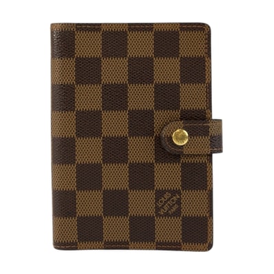 美品 LOUIS VUITTON ルイヴィトン ダミエ アジェンダPM ブラウン ゴールド金具 PVC 手帳カバー 600163 【中古】