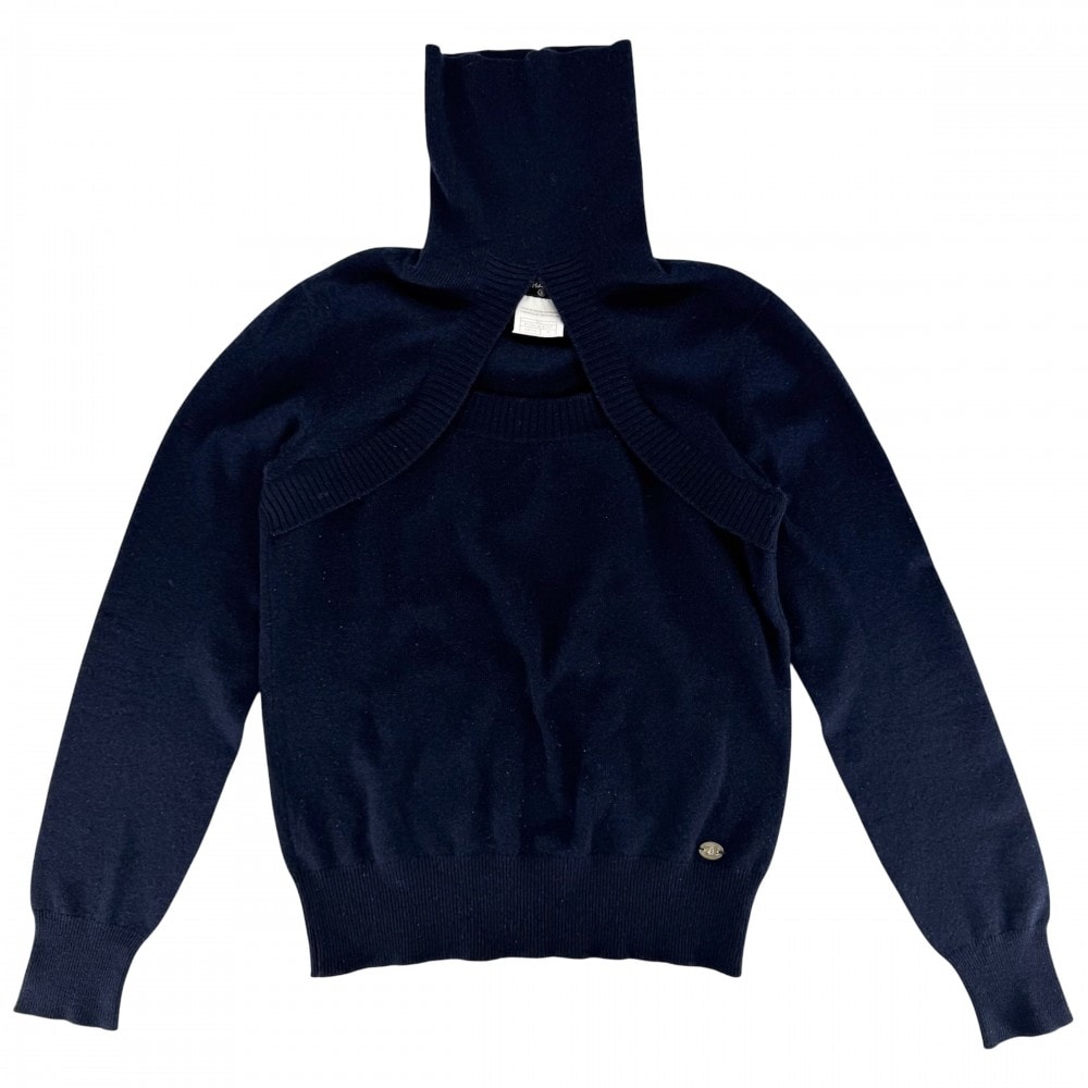 CHANEL シャネル ニット ココマーク タートルネック 服 アパレル トップス セーター 38 ネイビー 紺 カシミヤ    レディース 秋 冬【中古品】