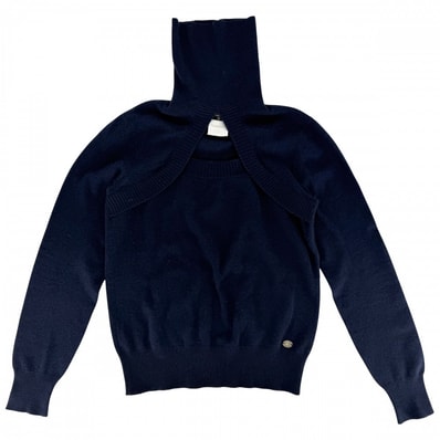 CHANEL シャネル ニット ココマーク タートルネック 服 アパレル トップス セーター 38 ネイビー 紺 カシミヤ レディース 秋 冬【中古品】