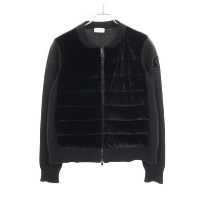 モンクレール MONCLER ベロア ニット切替 ダウンジャケット 衣料品 アウター ウール カシミヤ レーヨン レディース ブラック系 9490800 【中古】