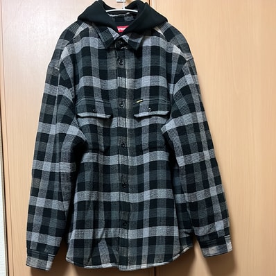 Supreme Waffle Plaid Hooded Shirt "Black"
