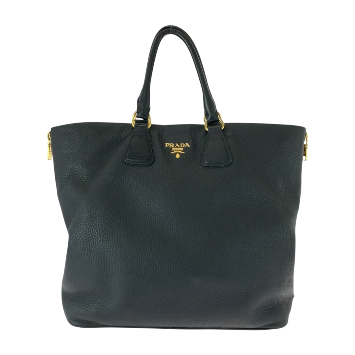 PRADA プラダ ヴィッテロダイノ ブラック 黒 ゴールド金具 レザー トートバッグ ハンドバッグ 505323 【中古】