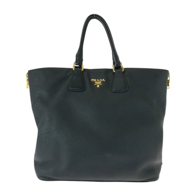 PRADA プラダ ヴィッテロダイノ ブラック 黒 ゴールド金具 レザー トートバッグ ハンドバッグ 505323 【中古】
