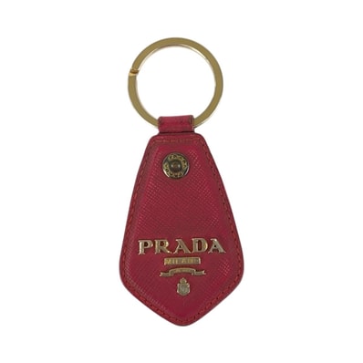 PRADA プラダ サフィアーノ ピンク シルバー金具 レザー キーホルダー バッグチャーム 601212 【中古】