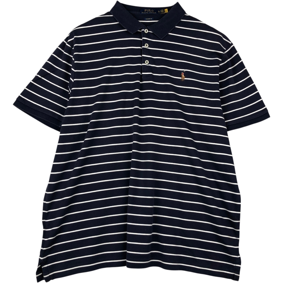 古着 ラルフローレン Ralph Lauren POLO RALPH LAUREN CLASSIC FIT 半袖 ボーダー ポロシャツ メンズXL相当/eaa620748