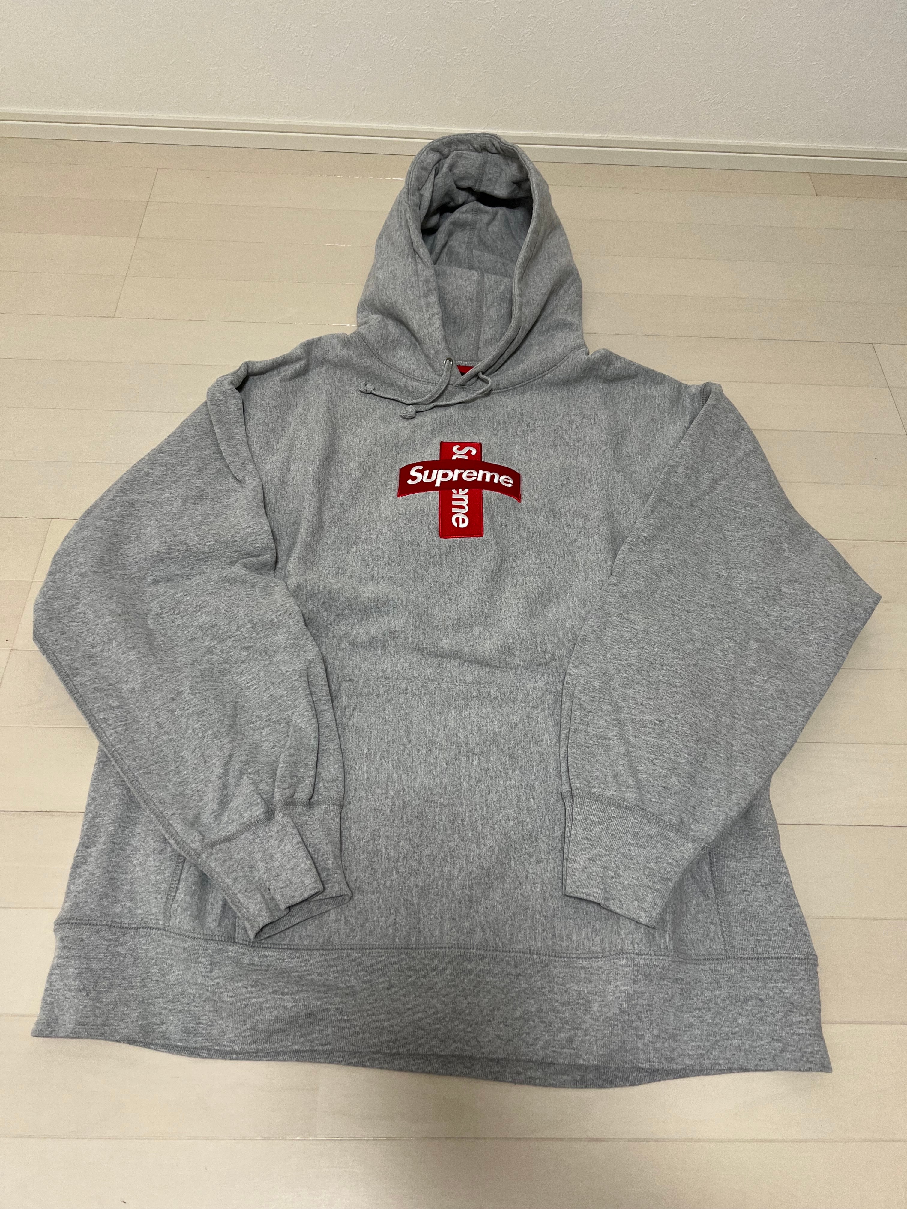 Supreme Cross Box Logo Hooded Sweatshirt "Grey"
